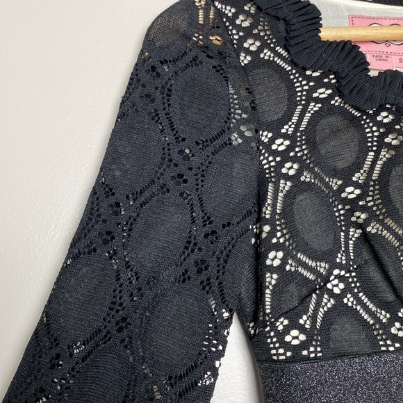 Phoebe Lace Scalloped Edge 3/4 Sleeve Black Dress Size 2 - Picture 8 of 16